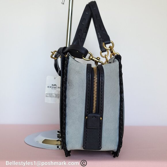 COACH Dreamer 27 Whipstitch Colorblocked Mixed Leather & Suede Satchel-Ink Mult⭐ - Picture 15 of 16